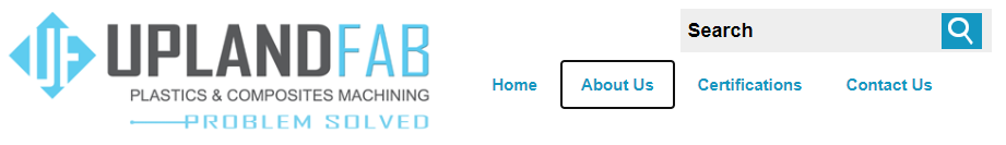 Screenshot of a website header navigation with a black focus indicator surrounding the text About Us, indicating that the user is on a clickable element that directs them to the About Us page.